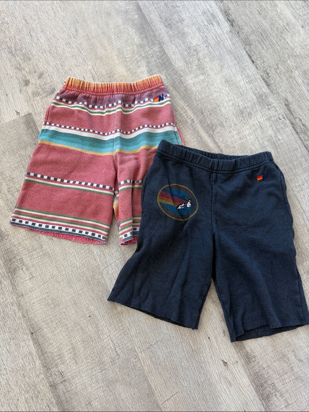 Kids Terry Shorts - Striped Pink & Navy Set